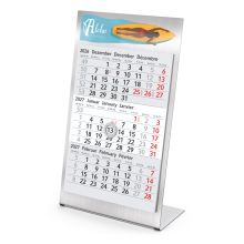 Tischkalender Desktop 3 Steel Edelstahl-Aufsteller gebürstet