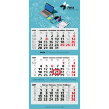 3-Monatskalender Mehrblock Maxi Light 3 mehrsprachig