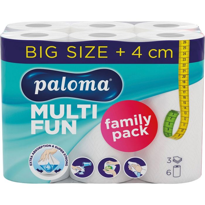 PALOMA Küchenrolle Multi Fun 6 Rollen 3-lagig weiß