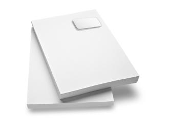 Briefpapier mit Selbstklebe-Etikett zum selbst-bedrucken
