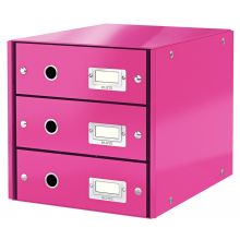 LEITZ Schubladenbox Click & Store 6048 mit 3 Schubladen pink-metallic