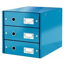 LEITZ Schubladenbox Click & Store 6048 mit 3 Schubladen blau-metallic