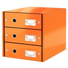 LEITZ Schubladenbox Click & Store 6048 mit 3 Schubladen orange-metallic