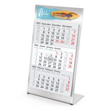 Tischkalender Desktop 3 Steel Edelstahl-Aufsteller gebürstet
